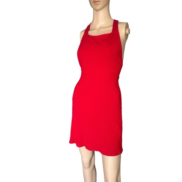 💋 Reformation Janelle Red Ribbed
Backless Mini Dress💋 - Picture 2 of 16